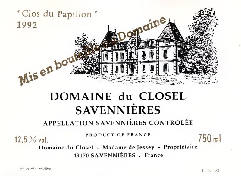 Savennieres-Closel-Clos Papillon 1992.jpg